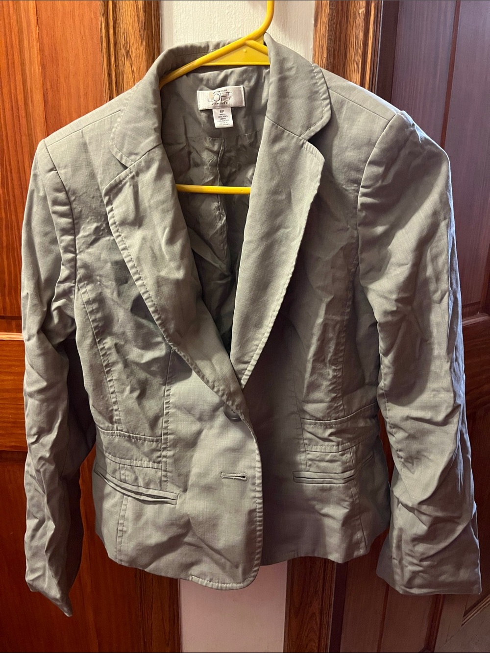 LOFT Women's Light Gray Tailored One-Button Blazer 6P